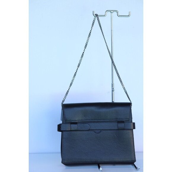 Senreve Women's Large Soft Black Cavalla Satchel Piccola Leather Clutch $1100 - Picture 8 of 13